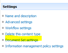 Document Set Settings