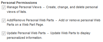 Permissions required for personalization