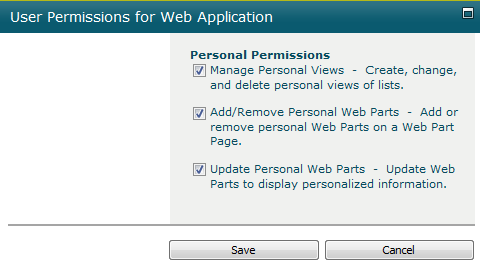 Permissions for web app